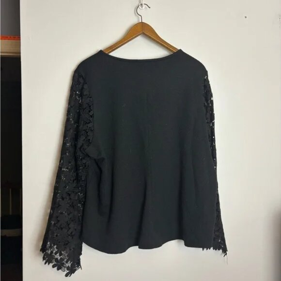 Eri + Ali for Anthropologie Delilah Black Long Sleeve Lace Top - Picture 7 of 7